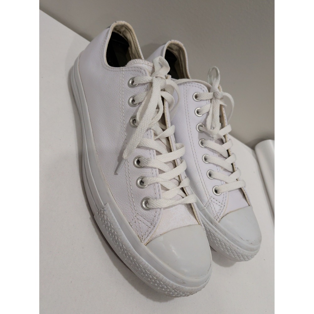 Converse Chuck Taylor All Star Ox White Leather Mens 9 Womens 11 1T866